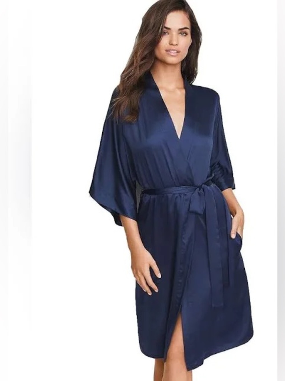 Victoria's Secret Navy Satin Kimono Robe